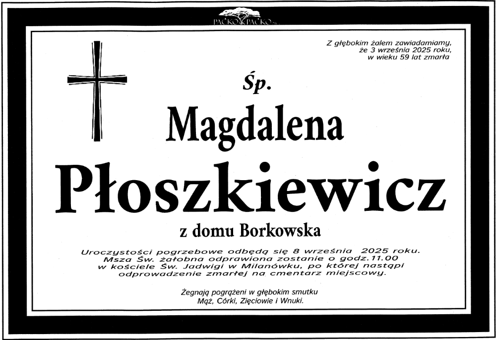 Magdalena Płoszkiewicz nekrolog